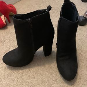 Black suede platform booties